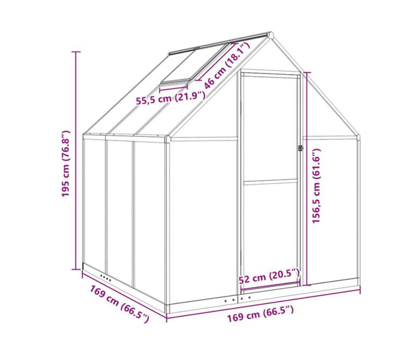 Serre polycarbonate 169x169x195 cm