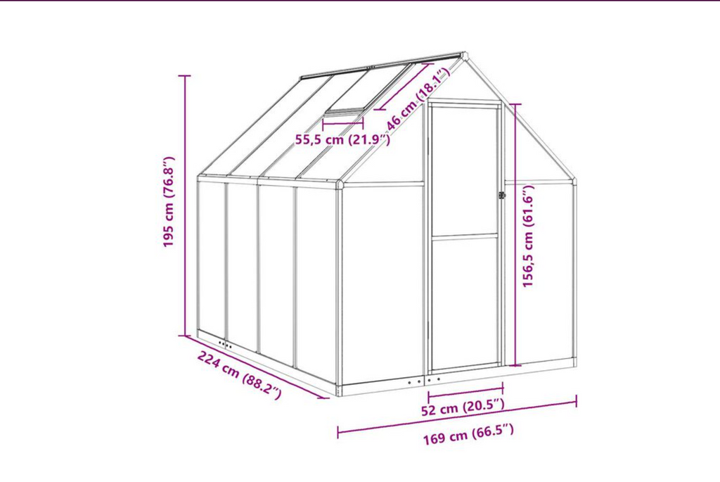 Serre polycarbonate 224x169x195 cm (3,79 m²)