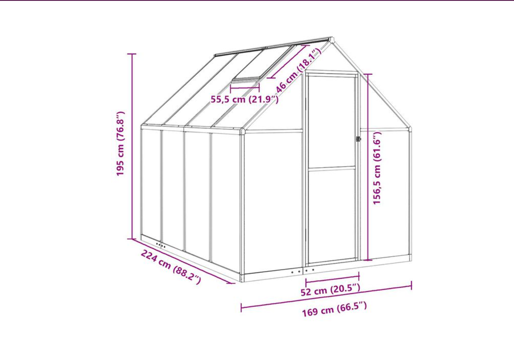 Serre polycarbonate 224x169x195 cm (3,79 m²)