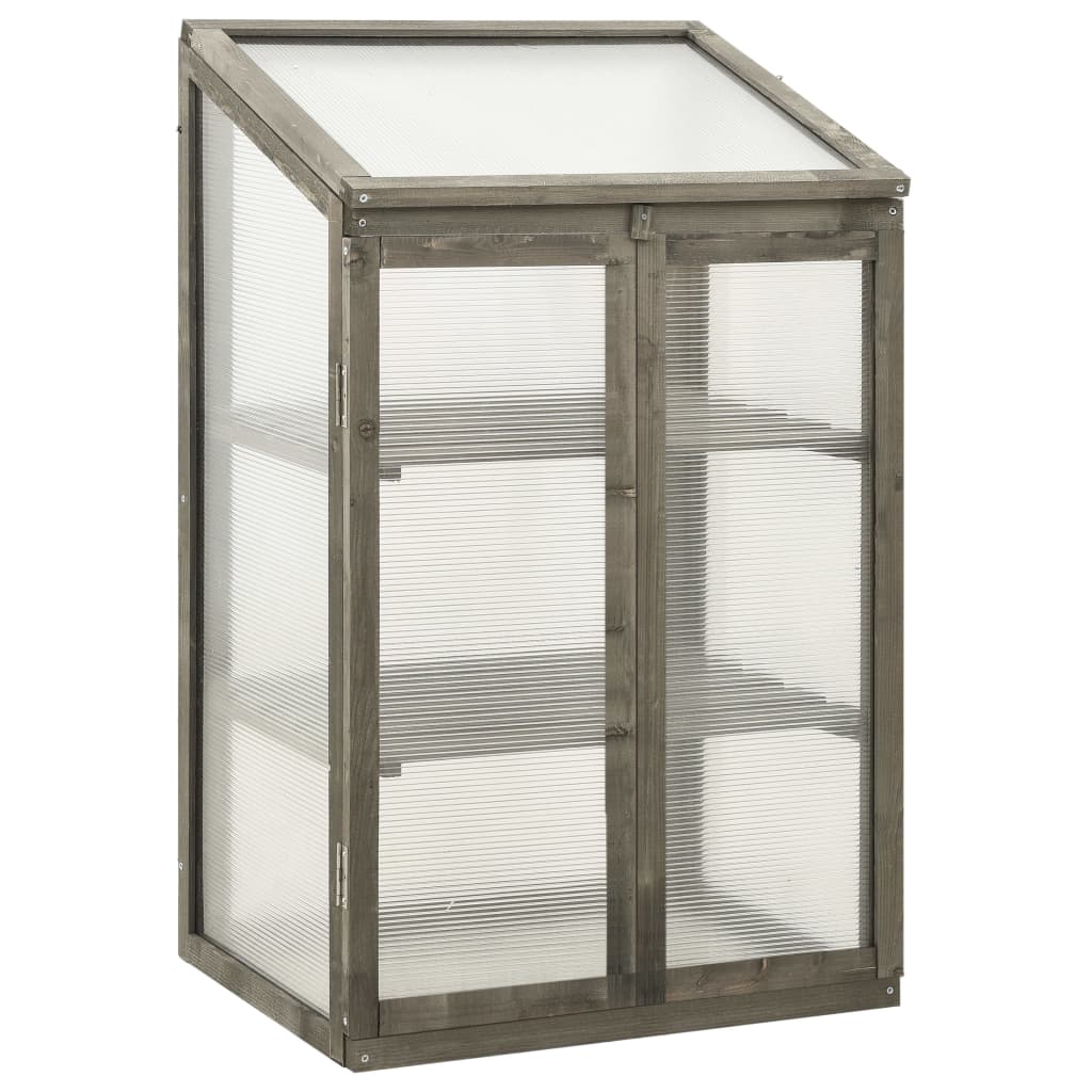 Serre bois sapin gris 60x45x100 cm