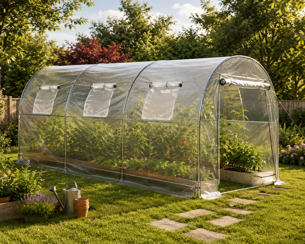 Serre tunnel transparente 8,55 m² en PVC